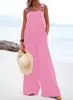 Macacão Feminino de Verão 2026 Amazon Solto de Perna Larga Casual Simples Macacão Plus Size