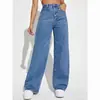Nuevos Jeans de Mujer Europeos y Americanos Transfronterizos de Amazon Aliexpress Jeans de Mujer de Cintura Alta Slim Rectos Pantalones de Mezclilla Estilo Caliente