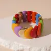 Pulseira Redonda Geométrica de Acrílico Cor Doce Dopamina Distintiva Doce Pequena Fresca Temperamento Ornamentos de Mão de Alta Qualidade para Mulheres