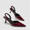 Sandalias de Moda Transfronterizas Europeas y Americanas de Punta Fina Versátiles sin Talón, Estilo Maduro, Color Sólido, Zapatos Sexy para Mujer, Tacones Altos Elegantes