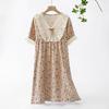 Camisón de Verano para Mujer 100% Algodón Puro Grado A Crepé Gasa de Algodón Vestido de Manga Corta Holgado y Cómodo Talla Grande Vestido para Casa