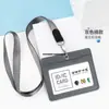 Portatarjetas de identificación exclusivo de cuero genuino transfronterizo, gafete de trabajo personalizado con tres ranuras para tarjetas, cordón para gafete de trabajo, gafete de autobús