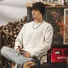 Estilo retro americano, sudadera de felpa con borde de tijera de 410 g, nueva colección primavera/otoño para hombre, corte holgado, color liso básico, adecuada como capa intermedia o capa base