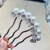 Pente de Metal de Alta Qualidade Elegante Borboleta Destaque Pérola Pente de Cabelo Presilha de Cabelo Adorno de Cabeça Adoro usar com tremolo