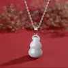 Hebilla Colgante de Plata de Ley S925 Agujero Cruzado Hebilla de Nariz de Vaca Cabeza de Hebilla Calabaza Accesorios Hebilla Pinza de Ámbar y Jade Hecho a Mano DIY