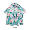 Camisa Floral de Playa de Manga Corta para Hombre Verano Delgada Holgada Ins Tendencia Retro Hawaiana Perezosa Chaqueta Camisa