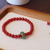 Pulsera elástica de cuentas de ágata roja natural sencilla de Niche, pulsera ligera de lujo hecha a mano, nueva joyería de estilo chino.