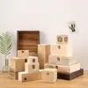 Caja de Madera Paulownia Quemada a Carbón Estilo Retro para Joyería Antigüedades Almacenamiento en Casa Caja de Madera con Tapa Abatible Recuerdos para Bodas Fiesta Caja de Madera Maciza