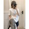 Camiseta de Flor de Lirio Dulce y de Moda Estilo Coreano 2026 Verano Cuello Redondo Casual Hombro Normal Manga Corta de Algodón Puro Top para Mujer
