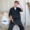 Ins Conjunto de Overol de Una Pieza Moda para Hombre Conjunto Hip-hop Holgado Verano Coreano Casual Pantalones a la Altura del Tobillo Marca de Moda