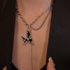 Collar de mariposa negra estilo Spice Girl, estilo TikTok, para mujer, otoño e invierno, diseño de nicho, estilo frío, cadena de suéter.