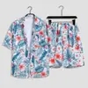Hawaii Seaside Beach Holiday terno masculino solto plus size casal moda marca camisa de manga curta casual conjunto de duas peças