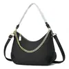Bolsa Transversal Clássica Tendência de Ombro Nova Moda Versátil Bolsa de Tecido Texturizado com Corrente Feminina