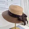 Chapéu de Palha Elegante de Topo Reto com Laço de Bolinhas Estilo Francês para Mulheres, Chapéu Versátil de Proteção Solar para Férias de Verão na Praia