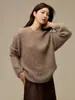 Suéter de forro polar 100% lana de alta gama, cuello redondo, tejido calado, nuevo cárdigan holgado con lentejuelas para mujer de principios de otoño