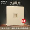 Delixi Socket de Interruptor Ultradelgado Panel de Enchufe Grande Plano Enchufe Dorado Marco de Acero Dorado Shisha Panel Simple 86
