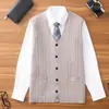 Chaleco suéter cárdigan para hombre de comercio exterior transfronterizo, ropa interior para hombre para otoño e invierno, chaqueta chaleco de punto cálida ajustada para hombre