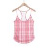 Camisola Fresca e Simples para Mulheres, Novo Estilo Verão 2024, Costas Bonitas, Design Xadrez Moderno, Top Único Sem Mangas