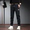 Pantalones de Hombre para Otoño e Invierno, Pantalones Casuales de Moda, Holgados y Versátiles, de Cintura Media, Corte Ajustado, Elásticos, de Pierna Recta, Pantalones Largos Deportivos para Hombre