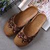Sandálias de Casal de Grama Asiática de Verão Masculinas para Casa Interna Antiderrapantes Sapatos de Lona Grossa para Chão Femininos Sandálias de Grama Rattan
