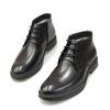 Tamanho quebrado Outono e inverno lã cano alto sapatos casuais masculinos negócios cabeça camada couro de vaca cano alto sapatos de algodão pele uma peça quente sapatos de algodão