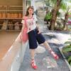 Yc&3-Color Americano Retro Cintura Alta Holgados Pantalones Capri Pierna Ancha Verano Versátiles Shorts Rectos Jeans para Mujer