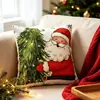 Funda de Almohada Decorativa para Festival Navideño Estampado de Lino Funda para Cojín de Hogar Sala de Estar Dormitorio Ventana Saliente
