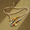 Xizang DIY Tecido à Mão Esfregado à Mão Colar de Oito Fios Pulseira Corrente de Contas com Thangka Wen Play Fio Colorido Colar Cor