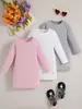 Vestido de Tres Piezas Simple y de Alta Gama para Niñas Jóvenes, Color Puro, Rayas de Canalé