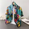 Bufanda Cuadrada Grande de Seda Artificial para Mujer, Primavera y Verano, Delgada, para Viaje, Protector Solar, Chal, 90x90cm, Bufanda, Bufanda Decorativa, Pañuelo para la Cabeza