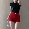 Shorts de Mezclilla Negros de Cintura Alta para Mujer Hot Girl Nuevos Primavera y Verano 2026 Retro de Cintura Alta Ajustados Adelgazantes que Resaltan las Caderas Pantalones Cortos Hot