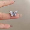 Estilo Coreano Dulce Azul Claro Degradado Diamante Niña Mariposa Cadena Clavícula Mujer Alta Gama Combinable Lujo Ligero Elegante Anillo Abierto