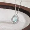 Collar de Plata de Ley s925 Azul Brillante en Forma de Lágrima para Mujer Estilo Popular Lujo Ligero Sensación de Alta Gama Colgante de Gota de Agua Gargantilla Regalo de Moda para Novia