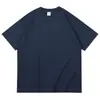 Camiseta de algodón puro de 260 g, cuello pequeño, color liso, con logo estampado, marca de moda, manga corta, verano, unisex, nueva, cuello redondo