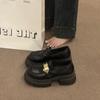 Zapatos Pequeños de Cuero Negro de Suela Gruesa Estilo Británico para Mujer 2025 Primavera Nuevo Retro Versátil Mocasines Mary Jane de Una Pata