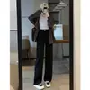 Jeans de Pierna Ancha para Mujer Primavera/Verano 2024 Nuevos Ajustados de Cintura Alta Adelgazantes Sueltos Pantalones Rectos Pequeños de Nueve Puntos
