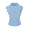 Verão Slim-Fit Sexy Estilo de Rua Gola Meio Alta Sem Mangas T-Shirt Sexy Efeito Emagrecedor na Cintura Top Curto Pura Luxúria