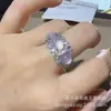 Anillo de calcedonia verde de hielo alto yang con incrustaciones de plata, anillo de ágata de luna blanca y jade para regalo de mujer