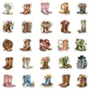 50 pegatinas originales de dibujos animados de botas de vaquero transfronterizas para decorar guitarras, patinetas, equipaje, botellas de agua, agendas, cascos y coches
