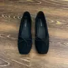 Zapatos de Noche Estilo Suave Cuadrados Retro con Lazo Poco Profundo Slip-On Versátiles para el Trabajo Zapatos de Abuela Bailarinas para Mujer