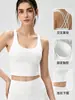 Camiseta de yoga de alta calidad de Nylon 66 para mujer, sujetador deportivo de espalda cruzada, top de yoga para fitness, sujetador a prueba de impactos