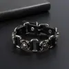 Pulsera de Calavera Estilo Gótico, Pulsera de Cuero Ajustable Punk Personalizada, Popular en Europa y América, Joyería Transfronteriza al por Mayor