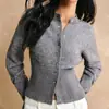 Suéter para Mujer 2026 de Gama Alta para Primavera y Otoño Cardigan de Punto Transfronterizo de Manga Larga Ajustado Suéter Base de Punto Cardigan