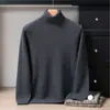 Suéter Masculino Gola Alta 100% Caxemira Pura Outono e Inverno Malha Camisa Base Manga Longa Pulôver Solto Quente Suéter de Lã