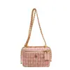 Bolso de Terciopelo de Lana Estilo Chanel Bolso Caja con Cadena Bolso Cruzado Nuevo para Mujer Otoño e Invierno Bolso de Hombro de Moda para Todo