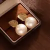 Brincos Geométricos de Pérola Retrô Francesa, Brincos de Temperamento Fashion Exagerados, Joias de Orelha de Nicho de Luxo Leve de Alto Nível no Atacado
