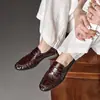 Couro de enguia linha vento retrô sapatos de couro pequenos mocassins plissados femininos couro genuíno estilo old money salto baixo sapatos únicos para o dia a dia