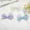 Borla de Perla Iridiscente Red de Princesa Sirena Lazo de Malla DIY Accesorio para el Cabello de Niñas Decoración de Caja de Regalo Adorno de Muñeca Accesorios