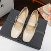 Zapatos de Correa con Hebilla Cuadrada de Pedrería de Punta Cuadrada para Mujer Primavera 2025 Nuevos de Charol Tacón Grueso Tacón Alto Zapatos Mary Jane de Moda Zapatos de Mujer