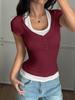 Di Yun Estilo Y2K Europeo y Americano Chica Caliente Falso Dos Piezas Camisola Camiseta de Manga Corta Ropa para Mujer Verano 2026 Sitio Independiente de Amazon